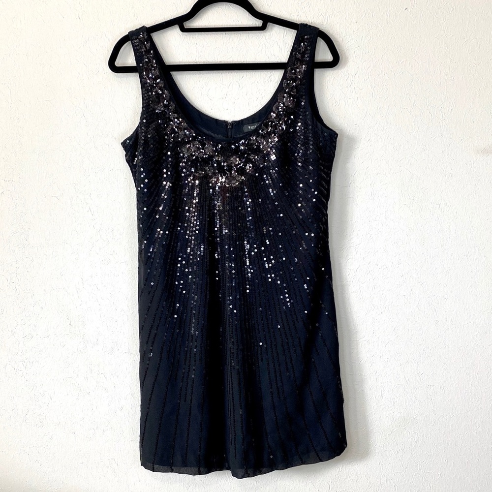 WHBM Cocktail Dress Black Sequins NWOT 8
